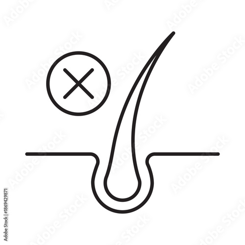 Hair removal icon linear vector design laser depilation dermatology symbol smooth skin epilation warning cross beauty care outline illustration element