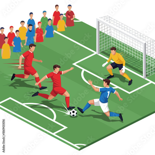 Soccer Players Competing for the Ball.