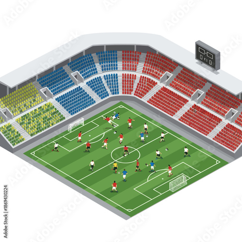 Soccer Stadium with Players and Spectators.