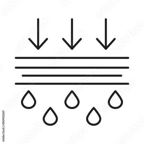 Pore absorption icon linear vector design liquid drop penetration dermatology symbol skin care layer beauty outline illustration element