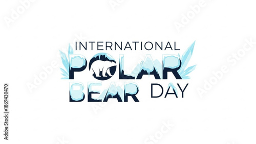 International polar bear day awareness campaign logo with stylized bear silhouette and icy design elements