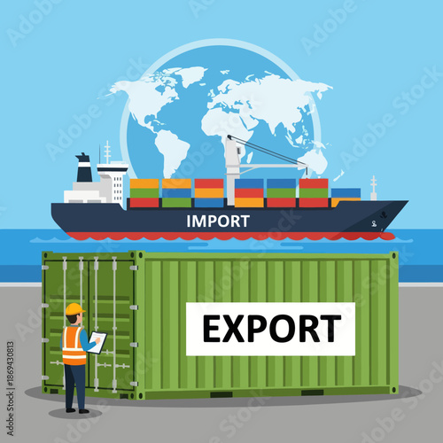 Export Container Shipping Cargo Logistics Operations.