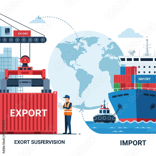 Logistics Export Import Shipping Container Operation.