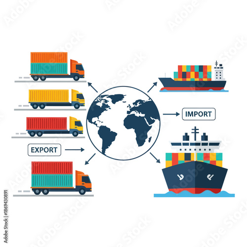 Global Logistics and Transportation Network Illustration.