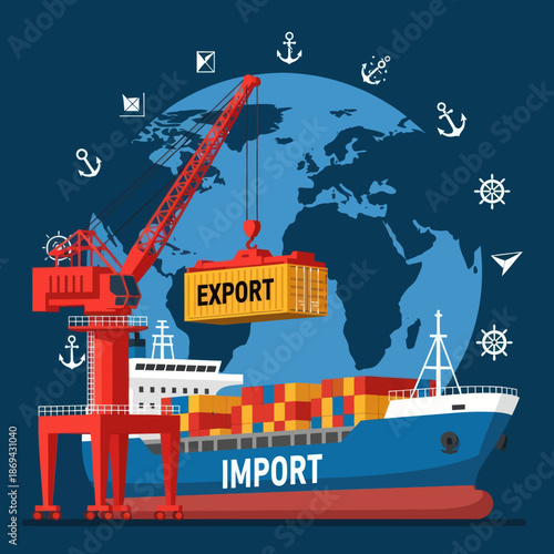 Cargo Ship Import Export Container Shipping.