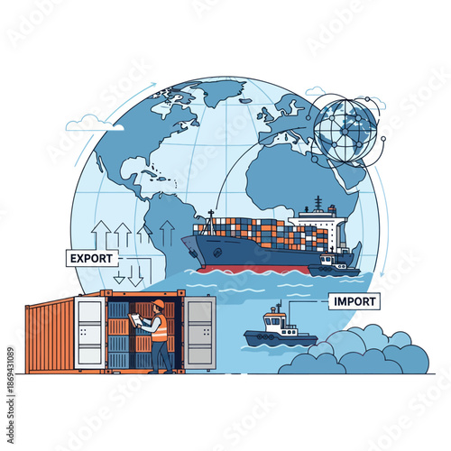 Global Shipping and Logistics Operations Illustrated.
