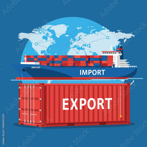 Global Trade Shipping Container Import Export.
