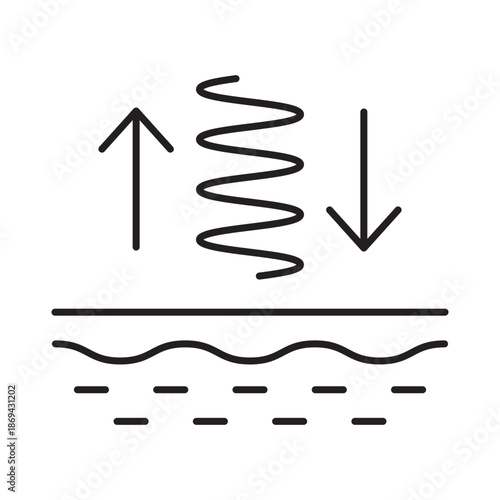 Skin bounce icon linear vector design elasticity spring dermatology symbol spiral arrow resilience beauty care outline illustration element