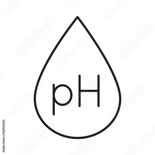pH balance icon linear vector design acid alkaline level dermatology symbol skin care chemistry water drop scale beauty outline illustration element