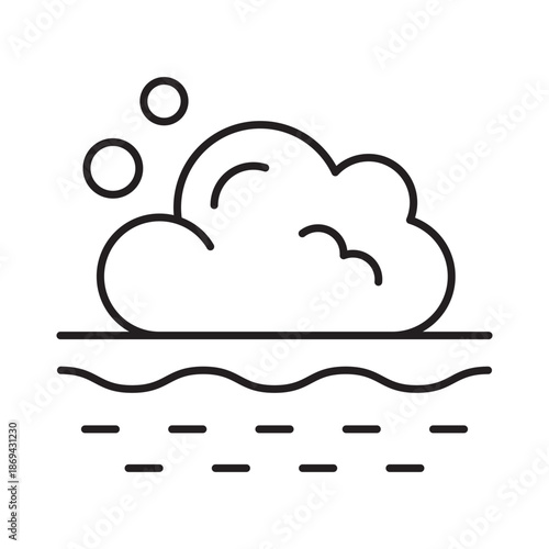 Skin foam cleansing icon linear vector design bubble wash dermatology symbol purity soap lather beauty care outline illustration element
