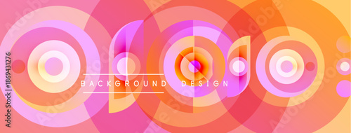 Abstract colorful circles create dynamic background. Gradient shades blend, forming modern design element. Visual harmony present.