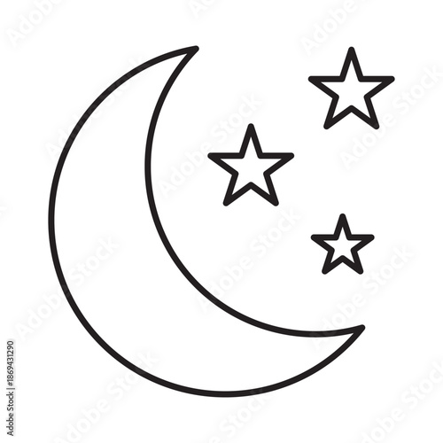 Night care icon linear vector design moon star sleep dermatology symbol evening routine repair beauty outline illustration element