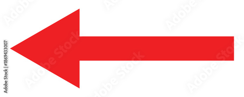Leftward red long arrow illustration. Red arrow pointing left. Long arrows icon set. Vector set of trendy long arrows left in flat style. 