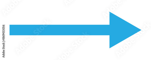 Rightward blue long arrow illustration. blue arrow pointing right. Long arrows icon set. Vector set of trendy long arrows right in flat style. 