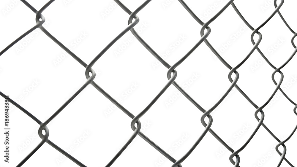 Fototapeta premium Close-up of chain-link fence with transparent background