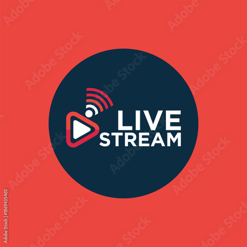 Live streaming logo. Online stream sign. Flat simple design.