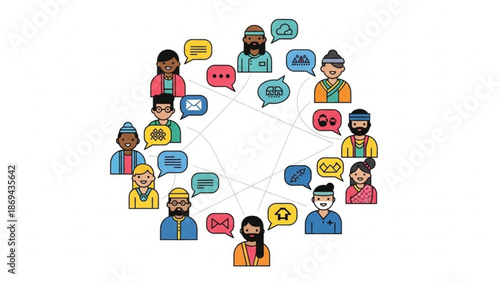 Diverse group of people communicating and connecting with each other in a circle