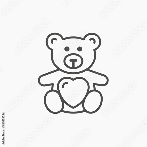 teddy bear thin line icon vector. animal and child, plush toy sign, vector graphic on a white background