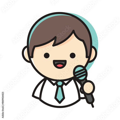 Cartoon Singer Holding Microphone Illustration