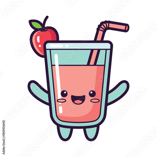 Adorable Cartoon Apple Juice Character Illustration