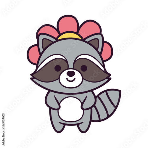 Cute Cartoon Raccoon Character Illustration