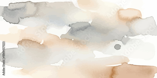 Soft Neutral Watercolor Abstract Background in Earth Tones Vector Illustration