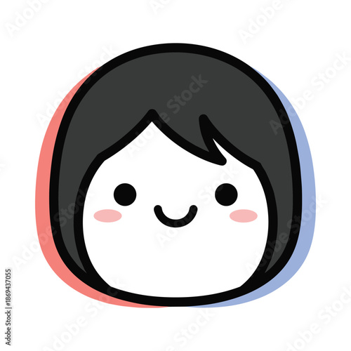 Cute Cartoon Girl Face Illustration