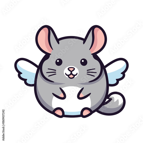 Adorable Cartoon Chinchilla with Wings Illustration