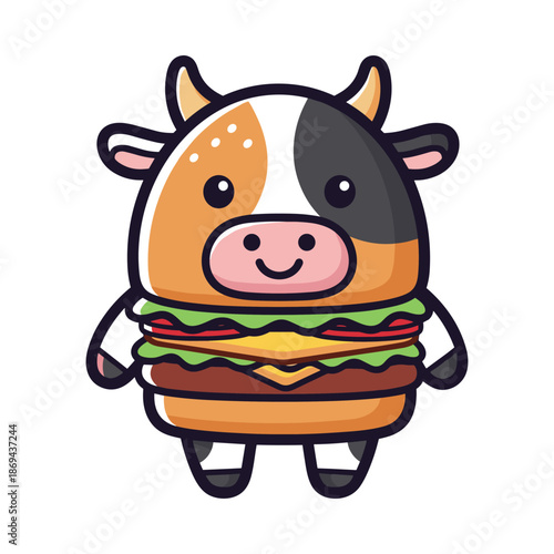 Cow Burger Vector Illustration