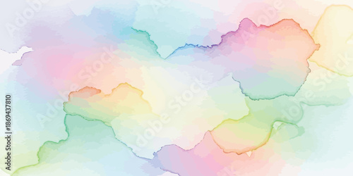 Pastel watercolor wash background light abstract blend texture with soft rainbow colors artistic vector illustration