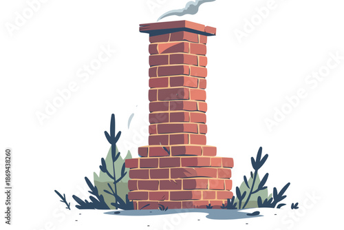 brick chimney isolated illustration