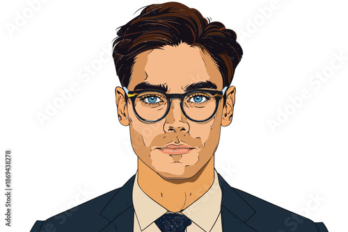 Business headshot of man in business suit isolated illustration