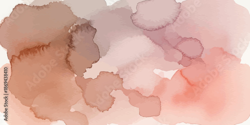 Watercolor Vector Background in Earthy Nude Tones Abstract Wash Texture Dusty Pink and Brown Ombre