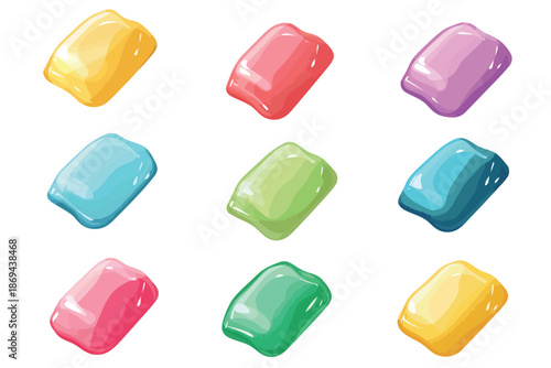 colorful chewing gum isolated illustration