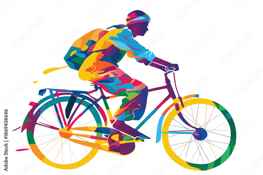 Naklejka premium indian man riding bicycle isolated illustration