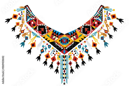Handcrafted Native American beadwork isolated illustration