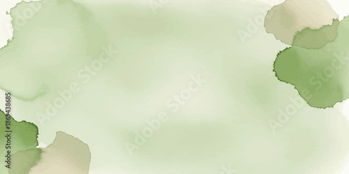 Pale Sage Green Watercolor Background Vector Organic Abstract Paint Wash Texture Minimalist Nature Banner