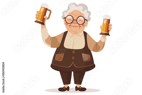 old woman celebrating Oktoberfest isolated illustration