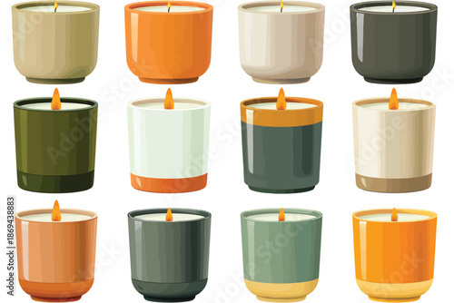 set of scented candles isolated illustration