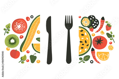 The concept of diet eating isolated illustration