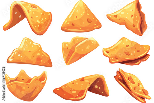 Tortilla chips set isolated illustration