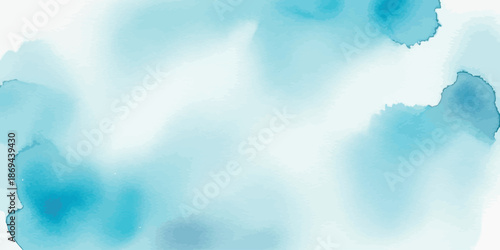 Abstract Watercolor Vector Background Light Blue and White Wash Texture Pastel Gradient Art