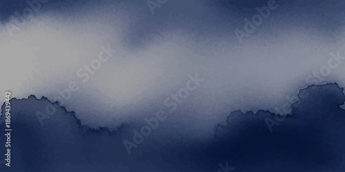 Abstract watercolor texture background in moody dark blue and grey gradient wash effect