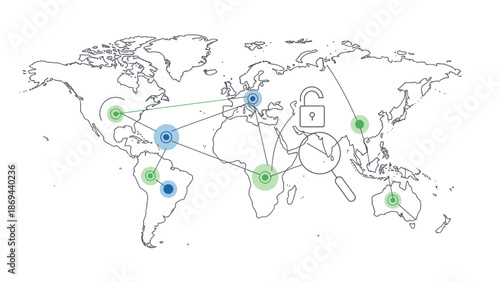 Global digital network connectivity and cybersecurity concept illustration.
