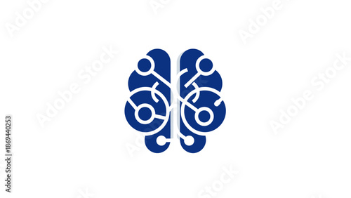 Abstract blue brain icon symbolizing intelligence and technology.