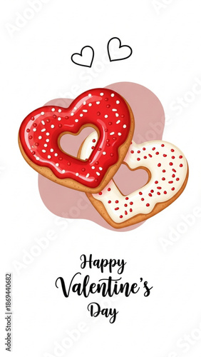 Happy Valentine's Day Heart Donuts Illustration