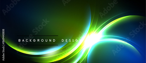 Abstract vibrant background. Smooth curves, bright colors blend. Modern design elements create dynamic visual effect.