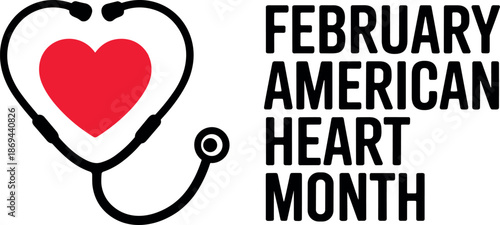 American heart month stethoscope illustration