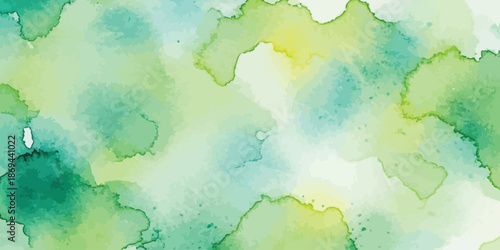 Abstract Green Watercolor Background Vector Fresh Nature Inspired Wash Texture Vibrant Spring and Emerald Hues
