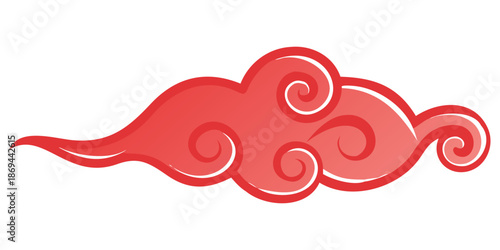 Red Chinese Cloud Pattern Vector Illustration.